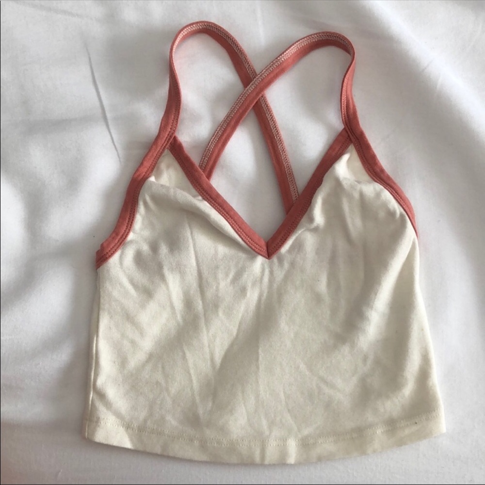 Urban outfitters Off white tank w pink cross strap